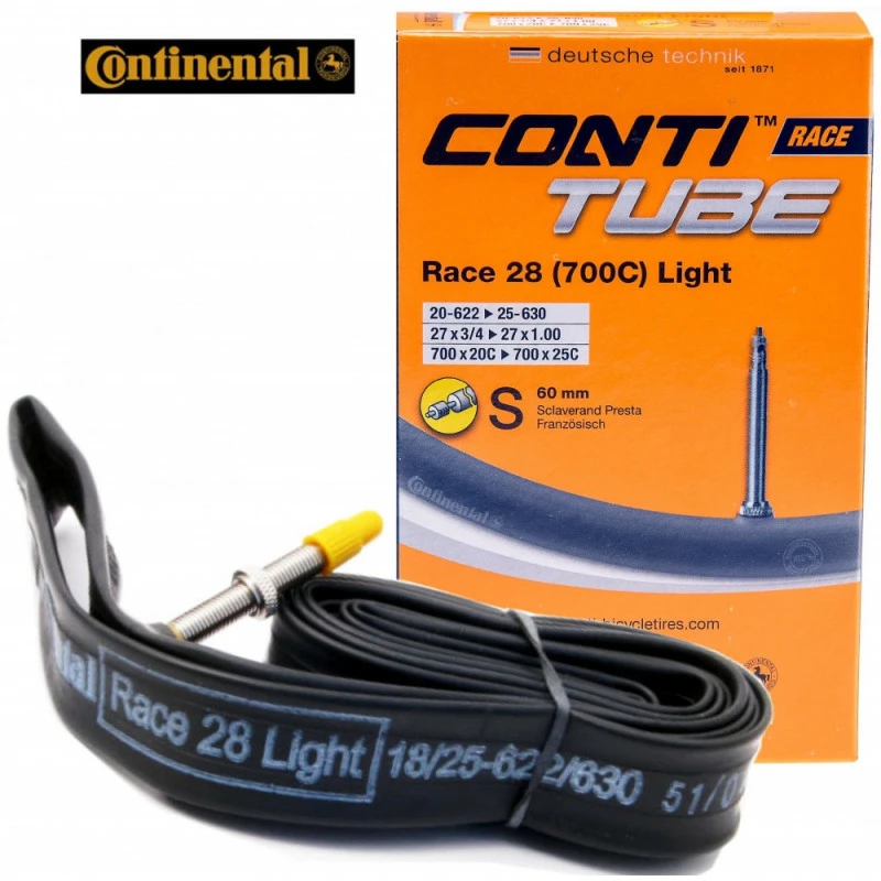 Chambre à Air CONTINENTAL Race Light - 700x20/25 - Valve 42/60/80mm 3 Chambre à Air CONTINENTAL Race Light - 700x20/25 - Valve 42/60/80mm