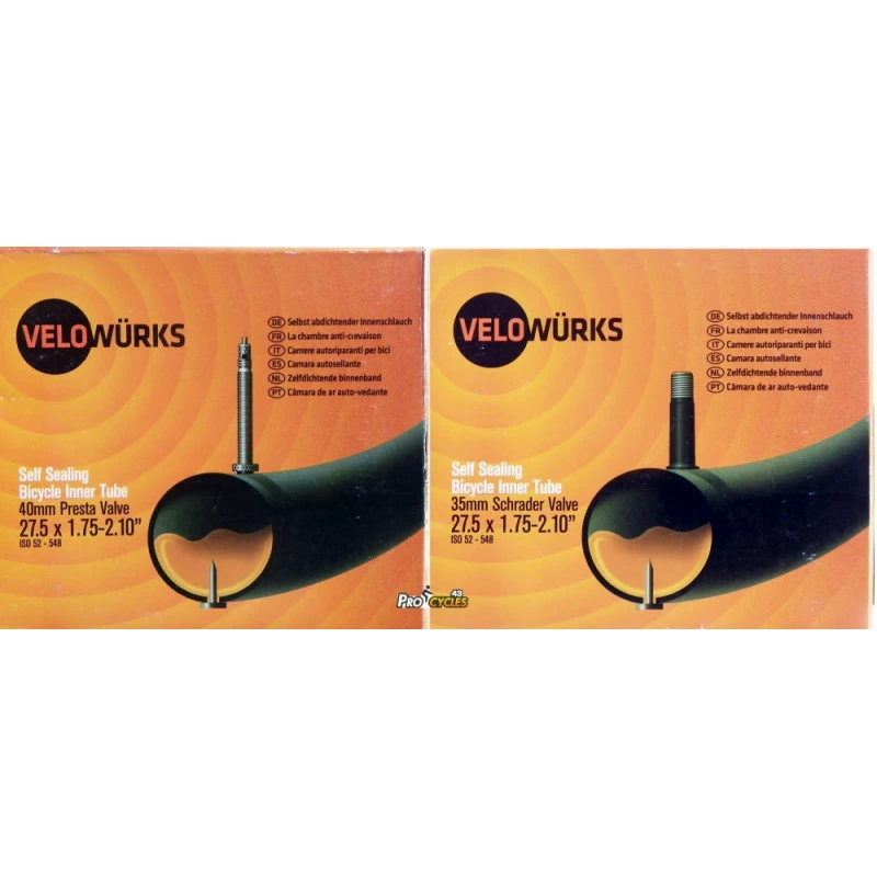 Chambre à Air VELOWURKS Anti-crevaison 27.5"x1.75/2.10 3 Chambre à Air VELOWURKS Anti-crevaison 27.5"x1.75/2.10